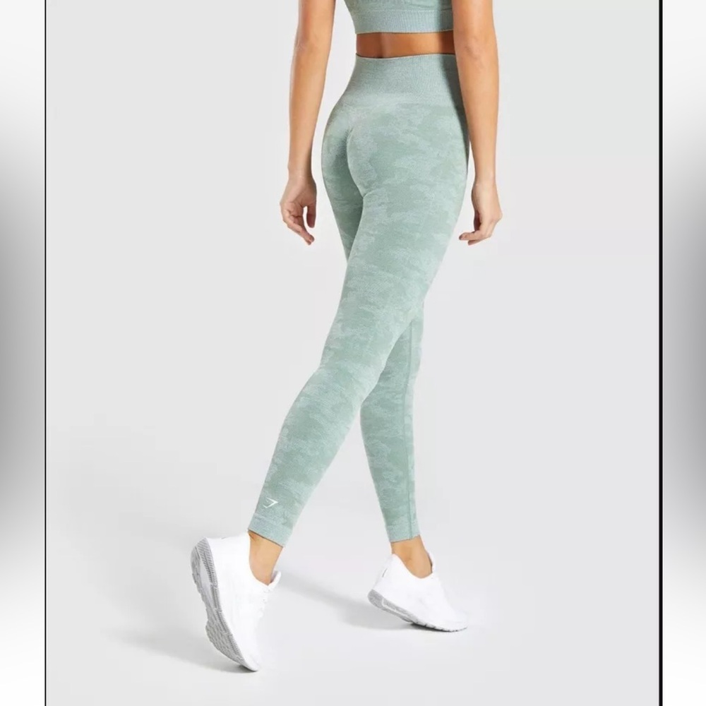 Gymshark Camo Seamless Leggings - Light Green
